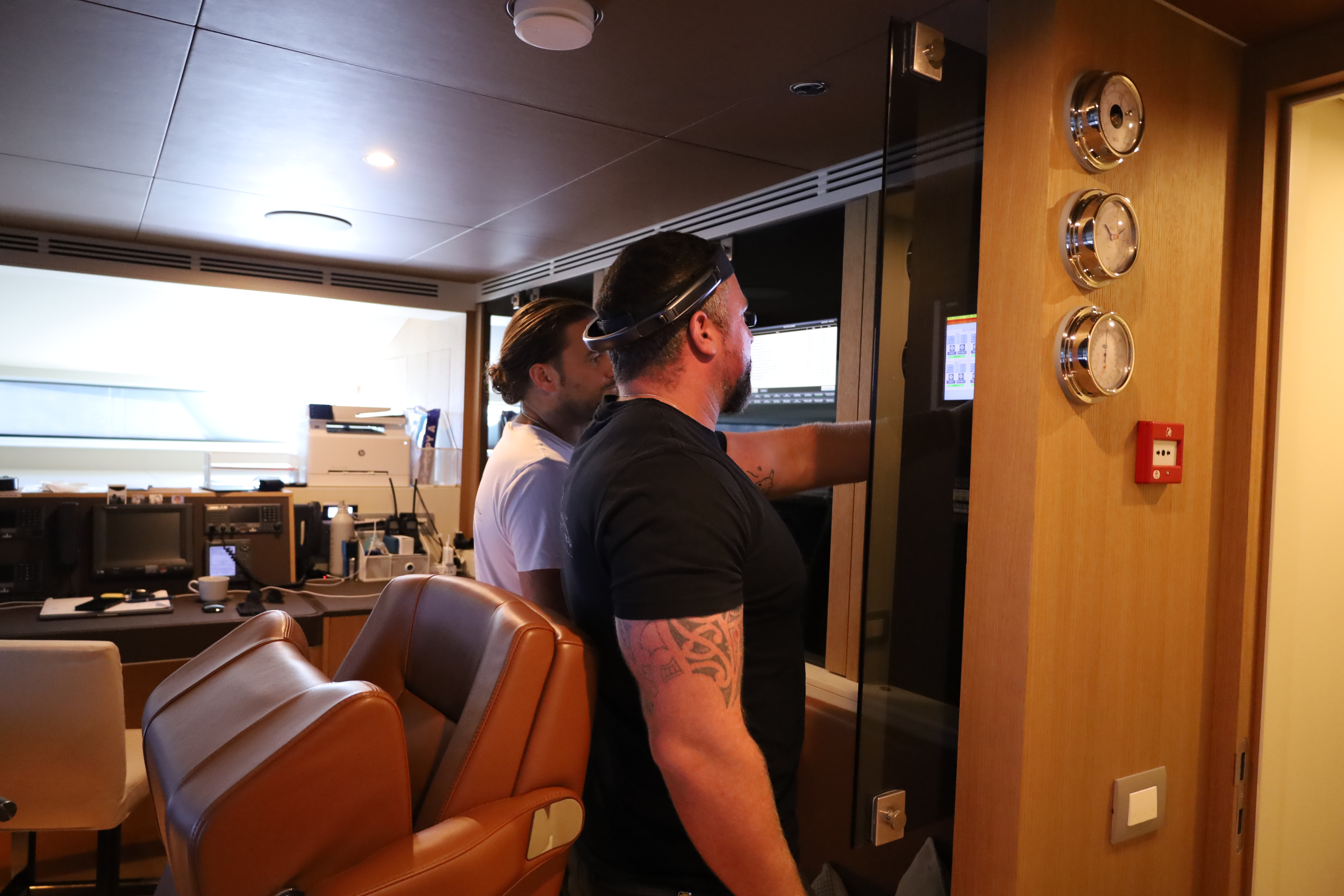 AR headset used by yacht engineers for live monitoring